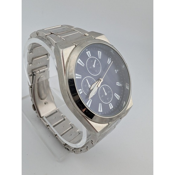 Accutime Watch Men 42mm Case Blue Dial 8.25" Band- New Battery - Picture 2 of 7